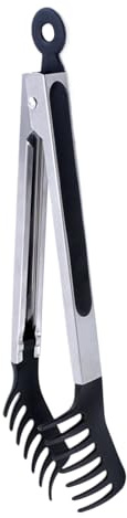 Pinze per pasta - Forchetta per spaghetti in acciaio inossidabile da 11, clip per alimenti in silicone antiaderente resistente al calore per barbecue all'aperto da cucina, pinza ergonomica