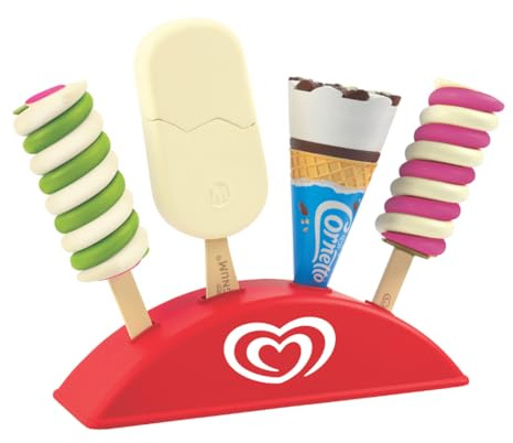 Casdon Official Walls Ice Cream Stand Toy - Pretend Play Ice Cream Set for Children Aged 2+ - With 4 Official Walls Ice Creams