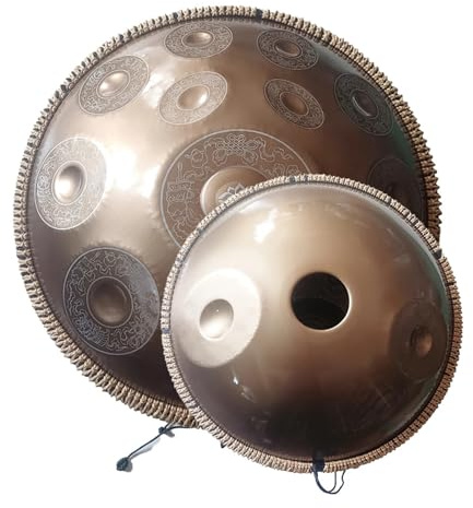Handpan, 440/432Hz 14/12/10/9Notes 22inch Carve Golden Handpan Drum D Minor Steel Tongue Drum(14notes-440hz)