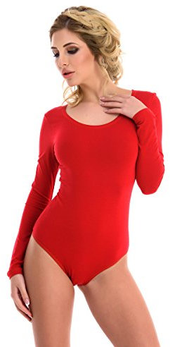 Magi Langarm Damenbody | Stringbody mit Rundhals |Overall Bodysuit Ballett Trikot für Frauen | Unterzieh-Body mit optimaler Passform | sportlicher Tanz-Body (XL, Rot)
