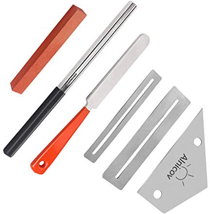 Alnicov Krönungsfeile Für Edelstahlgitarrenbünde, Bundwippe, Griffbrettschützer-Set Für Das Nivellierwerkzeug Für Gitarrenbauer Und Gitarristen - 6-Tlg