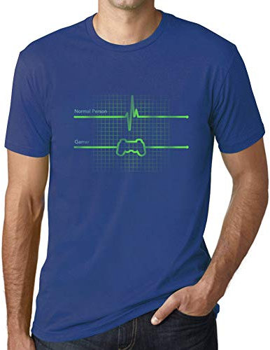 Camiseta Estampada para Hombre Latidos Gamer Gaming Funny Esports – Gamer Heartbeats Gaming Funny Esports – T-Shirt Vintage Manga Corta Regalo Original Cumpleaños Diseño Gráfico Moda Azul Royal S