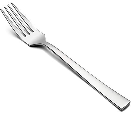 Dinner Forks Set of 12, E-far 7.9 Inch Stainless Steel Forks for Home, Kitchen or Restaurant, Non-toxic & Mirror Polished, Squared Edge & Dishwasher Safe