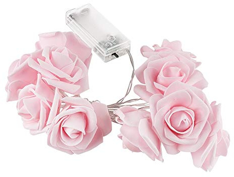 Ideen mit Herz LED-Strängljus | Rosor | 10 LED-lampor | varmvitt | Med timerfunktion (6 timmar PÅ | 18 timmar AV) (rosa)