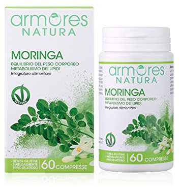 Armores Natura Integratori Alimentari, Moringa, Integratore con Foglie e Semi di Moringa, Favorisce l'Equilibrio del Peso Corporeo ed il Metabolismo dei Lipidi, Vegano, 60 Compresse