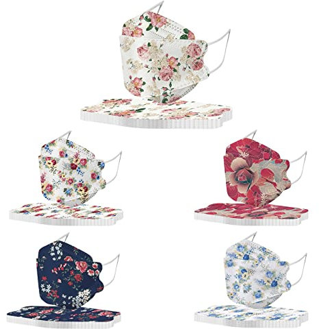 50 Stück Mundschutz Erwachsene mit Motiv Einweg 4-lagig Fischform Mund Nasenschutz Schöne Bedruckt Maske Atmungsaktiv Geruchlos Staubdicht Mund-Tuch Bandana Halstuch Masken Schals, 220127