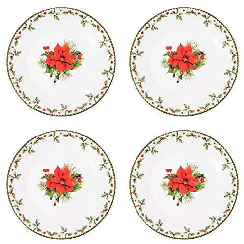 Harvey & Mason Set Of 4 Side Plates Christmas Holly Porcelain Festive Dinner Setting Xmas