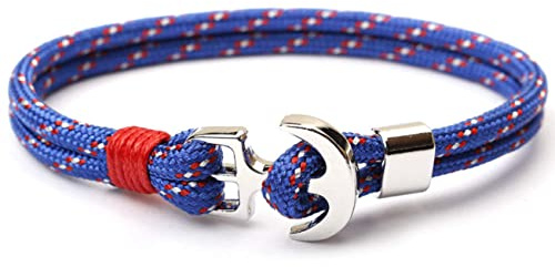 Sus Attire Flerfärgade paraplyrep flätad legering båt ankare armband för män 21 cm (Storbritannien), 21 centimeters, Metall