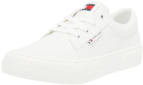 Tommy Jeans Herren Vulcanized Sneaker Skater Derby Schuhe, Weiß (Ecru), 42
