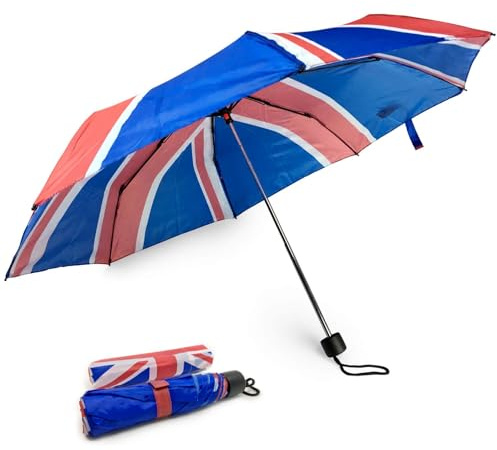 Gravidus Stylischer Union Jack Taschenschirm - Metallgestell, Kompakt, Wetterfest