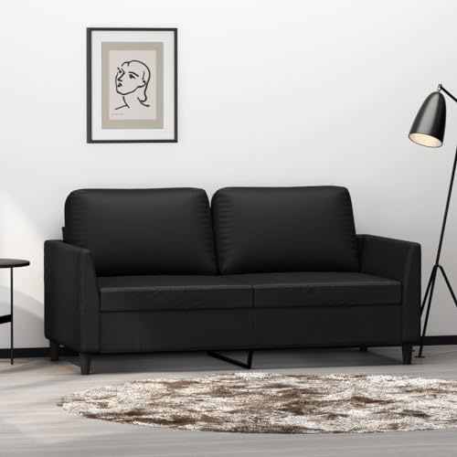 Gecheer Divano Moderno a 2 Posti Nero 140 cm, Divano Imbottito per Soggiorno/Ufficio in Similpelle