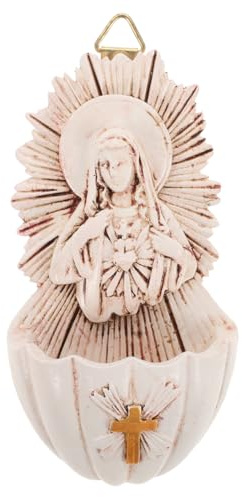 Luxshiny Holy Water Font Wall Hanging Catholic Home Entrance Decoration Resin Sacred Basin for Baptism First Communion Confirmation