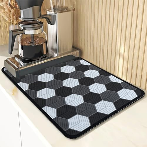 Echehi 2 pezzi Tappetino Assorbente Cucina, 50 x 30cm Tappetino Scolapiatti Assorbente per il Bancone Della Cucina, Macchina per il Caffè. Diamante