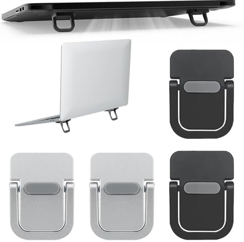 UYVPAER 4 Alzatina Portatile Per Tastiera, Autoadesiva, Per Mini Laptop, Invisibile, Per Scrivania, Piedini Pieghevoli Per Laptop Con Silicone Antiscivolo