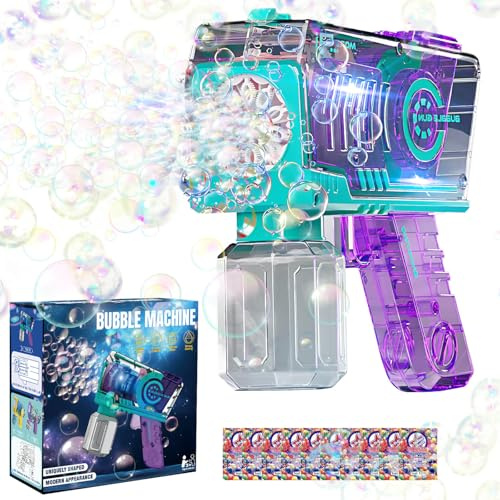 Beria Bubble Gun Toys for Kids 3-8 Year Olds: Bubble Machine Bubble Gun for Kids Bubble Maker Birthday Gifts for Boys Age 3 4 5 6 7 8 Years Old Presents Party Outdoor Garden Lawn Bubble Blower Toy