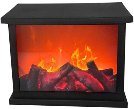 Eldstad lykta 27,7 x 14,7 x 21,3 cm flamlös LED-eldstad batteridriven och USB skrivbord eldstad simulering bärbar mini eldstad för inomhus utomhus stil 2, öppen spis lykta