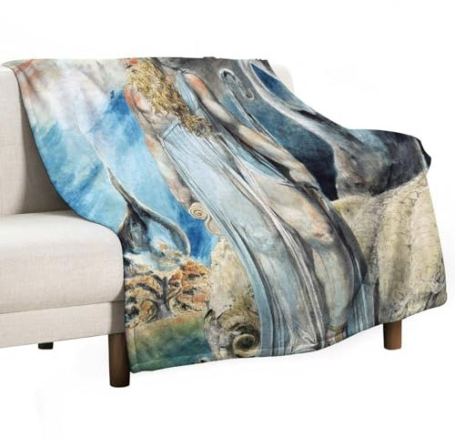 Couverture de lit polaire en flanelle pour toutes saisons Motif peintres romantiques William Blake Moses et le buisson ardent Décoration d'automne 101,6 x 127 cm