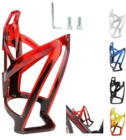 Garegce Bike Water Bottle Cage, 1PCS Mountain Bicycle Water Bottle Holder with Screws，Universal Durable Non-Slip Cycling Drink Bottles Holder for Road Bike Kids Bikes Accessories-Red Black