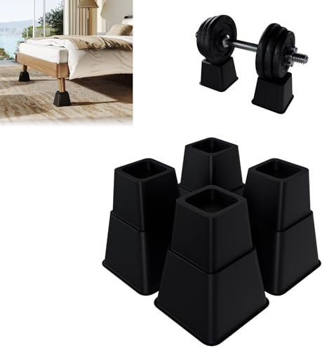 UISEBRT 8 Stück Quadratisch Möbelerhöhung Set (10cm+15cm Hoch), Möbel Erhöhung für Bett, Tisch, Sofa & Stuhl, Stabile Tischerhöhung Füße & Betterhöhung, Hoch Belastbare Tischbein Verlängerung
