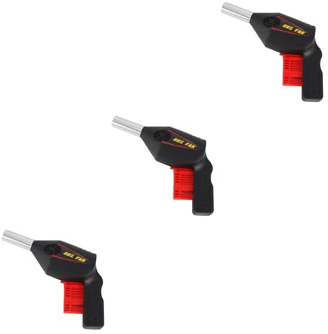 Milisten 3pcs Portable Handheld Manual Bbq Fan with Hand Press for Outdoor Camping Picnic Barbecue Fire Starter Blower for Grill and Fireplace Easy Grip Black Cooking Tool