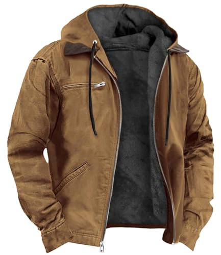 SimidunEUR Manteaux Homme Hiver Parka Chaud Veste en Polaire Décontracté Blousons Epaissie Thermique Coupe-vent avec Poches Capuche,Cameau,XL
