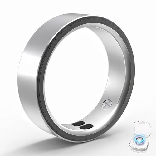 Smart Ring for Women Men,Sleep Tracking Wearable,Fitness Tracker Ring with Step/Heart Rate/Blood Oxygen/Distance/Calorie,Clock Vibration,No Subscription Fee,5ATM Waterproof, iOS&Android(Silver 8)