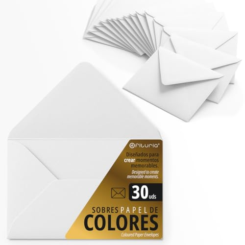 Buste di carta, buste piccole colorate, ideali per regali, lettere, biglietti, vari colori, dimensioni 75x120 mm, progettate per sorprendere e creare momenti speciali - Ofituria (bianco, 30 pezzi)
