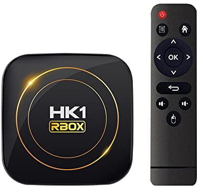 Android 12.0 TV Box, HK1 RBOX con 4 GB di RAM e 64 GB di ROM, CPU Quad Core H618 a 64 bit, supporta WiFi 2.4 GHz/5.8 GHz e BT 4.0, decodifica 8K H265 per lettore multimediale