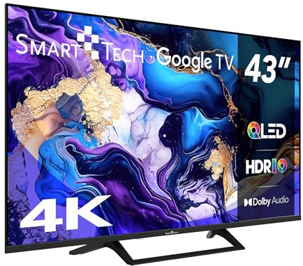 Smart Tech 43QG06V, 43 (109 cm) 4K UHD-QLED TV, Bluetooth y Triple sintonizador, Smart TV