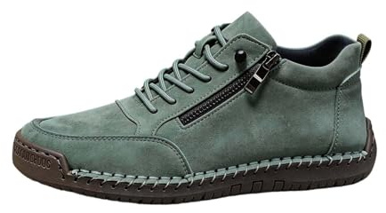 Chaussures Unisexes décontractées à Enfiler avec Fermeture éclair latérale, Chaussures Plates Confortables pour la Marche et Mocassins Tendance de Couleur Unie (Dark Green, 42)