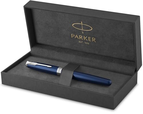 Parker Sonnet Füller | Blaue Lackierung | Füllfederhalter mit mittlerer Feder | Geschenkbox