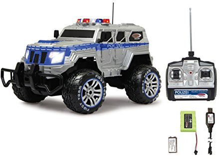 JAMARA 410032 - Polizei Panzerwagen Monstertruck 1:12 LED 27MHz - 11 LED Signallichter ausschaltbar, 2 große Frontscheinwerfer, grobe Reifen,gesperrte Hinterachse für hohe Traktion, stabile Karosserie