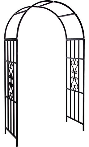 BAKAJI Arco da Giardino Supporto per Rose Piante Rampicanti in Metallo 113 x 50 x 205H cm Colore Nero