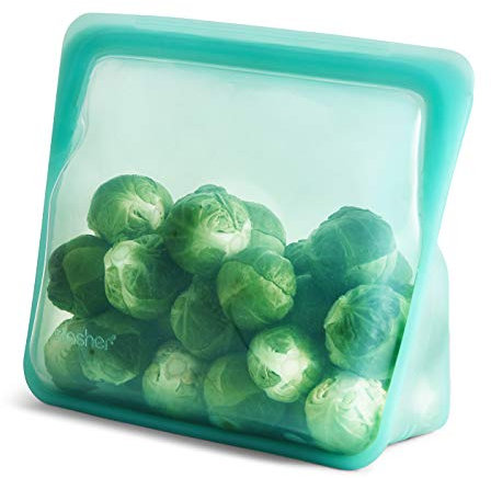 Stasher Bag Premium Silikonbeutel wiederverwendbar für Lebensmittel, Stand Up Mid Bag, Aqua, Dauerhaft, Backofen, spülmaschinen & gefriersicher, Umweltfreundlich, Lunch-Tasche, Leckagefrei, 1656ml