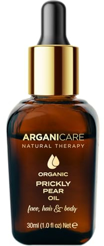 Arganicare | Huile de Figue de Barbarie Bio 3-en-1 | Visage Corps Cheveux Ongles | Pression à Froid | Vitamine E | Peaux Matures | 30 ml