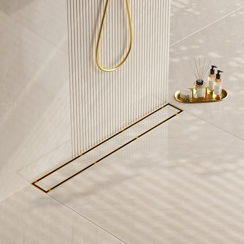 Neodrain 36 GoldLinear Shower Drain,2-in-1 Flat& Tile Insert Cover