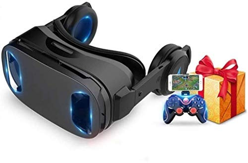 SMSOM VR-headset Virtual Reality VR 3D-glasögon blått ljus HD-lins VR-set inkl. 3D Virtual Reality skyddsglasögon, kontroll, justerbara VR-glasögon – kompatibel med iPhone och Android med spelkontroll