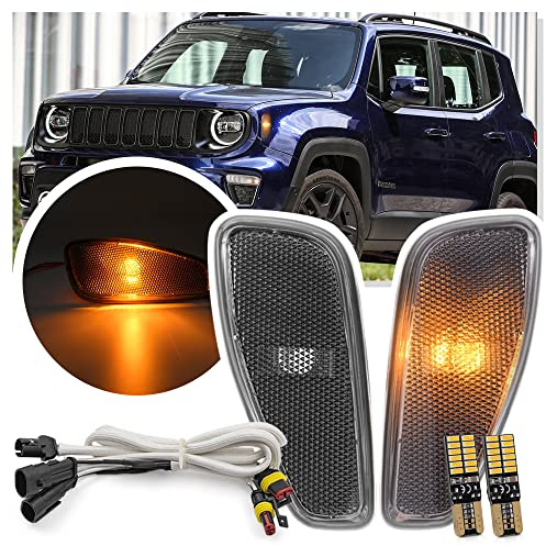 Ayikeiy 2X lampadine led con lenti fumè indicatori di direzione indicatori di direzione laterali luce ambra compatibile con Jeep Renegade 2015-2021