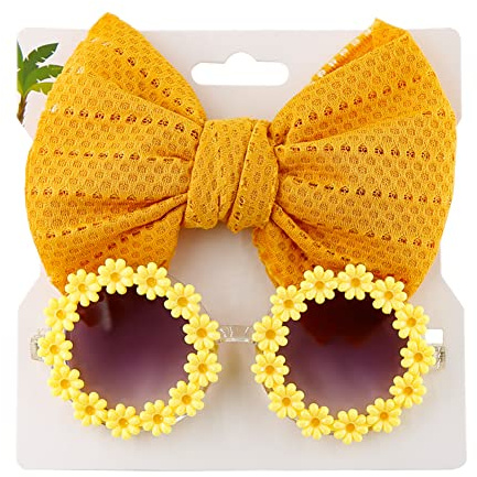ISAKEN Occhiali da Sole a Fiori Occhiali da Sole per Bambini Elastico Bambina Cerchietti Capelli con Fiocco Fasce Morbidi Turbante Neonata Elastiche Fasce per Capelli per Bambini