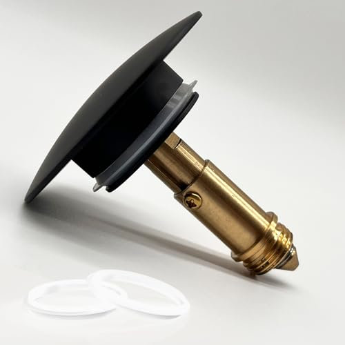 Pop Up Tappo per Lavabo 66mm Nero Opaco Ottone Massiccio, Tappo di Scarico per Lavabo, Chonphan Tappo di Pressione a Molla, Click-Clack, Tappo per Lavandino del Bagno