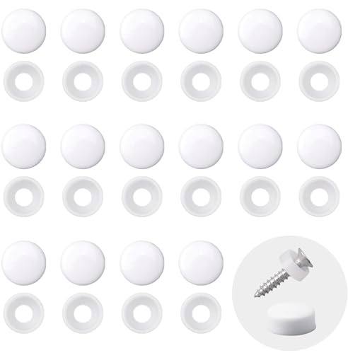 INCREWAY 100pcs Screw Covers Plastic Screw Cover, Plastic Dome Screw Cap (White)