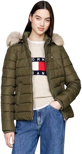 Tommy Jeans Women TJW BASIC HOODED DOWN JACKET EXT DW0DW18312 Green (Fatigue Green) XL