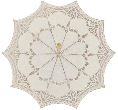 Tomotato Spitzenschirm, Vintage Stickerei Hochzeits Spitzenschirm für Braut und Blumenmädchen, Romantischer Sonnenschirm für Foto Requisiten, Party Dekorationen(Beige Yellow 45cm)
