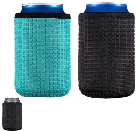 YALIYU Can Cooler, 2 PCS Beer Can Bottle Cooler Sleeve, Can Sleeves for Drinks Cans, Insulators Holder Non-Slip Bottle Cooler for Cola Beer Water Bottle Sleeve(Black Blue), Can Holder
