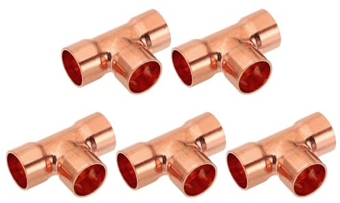PATIKIL 15mm ID 1mm dicke T-Stück Kupferfittings Kupfer Lötfitting Kupferarmatur, 3 Stück 99,9% reines Kupferrohrfitting mit kurzem Radius und Schweißlötverbindung