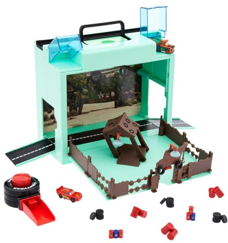 Disney Store Action Toys Pixar Car Play Set - Toolbox Case with Lightning McQueen & Tow Mater Die Cast Cars, Launcher, Junkyard Shack and Accessories - Inspired by Disney Pixar Cars Films & Cars Land