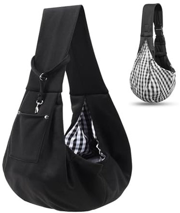 Sporgo Hundetragetasche Bis 7,5kg: Tragetuch Hund Verstellbar, Tragbar Hundetasche, Hund Katze Hundetragetuch, Haustier Hundetasche für Wandern, Outdoor Aktivitäten und Reisen - Schwarz