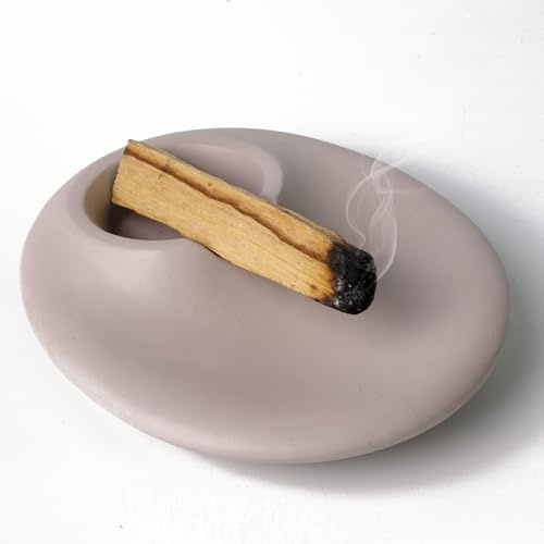 BEYLAB Supporto per bastoncini di incenso in ceramica Palo Santo per bastoncini di incenso di salvia bianca, ciotola di affumico, candele, bruciatore di incenso, decorazione minimalista in cemento
