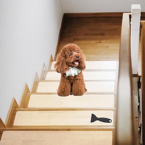 Farnirvana 15PCS Cinta Antideslizante Escaleras, Transparente Antideslizante Alfombra, Alfombrillas Antideslizantes Autoadhesivas 15×60cm, Escaleras Interiores Antideslizantes, para Suelos de Madera.