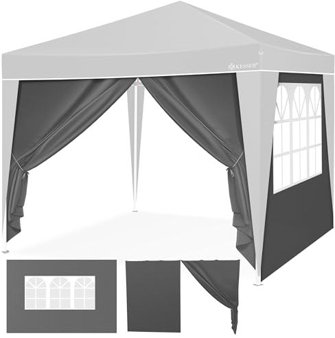KESSER® 2X Hall Side Panel 3x3m Pop Up | Plegable | Ahorra Espacio | estibable | con Cremallera| Ventana Lateral Transparente| Resistente a la Intemperie - Antracita